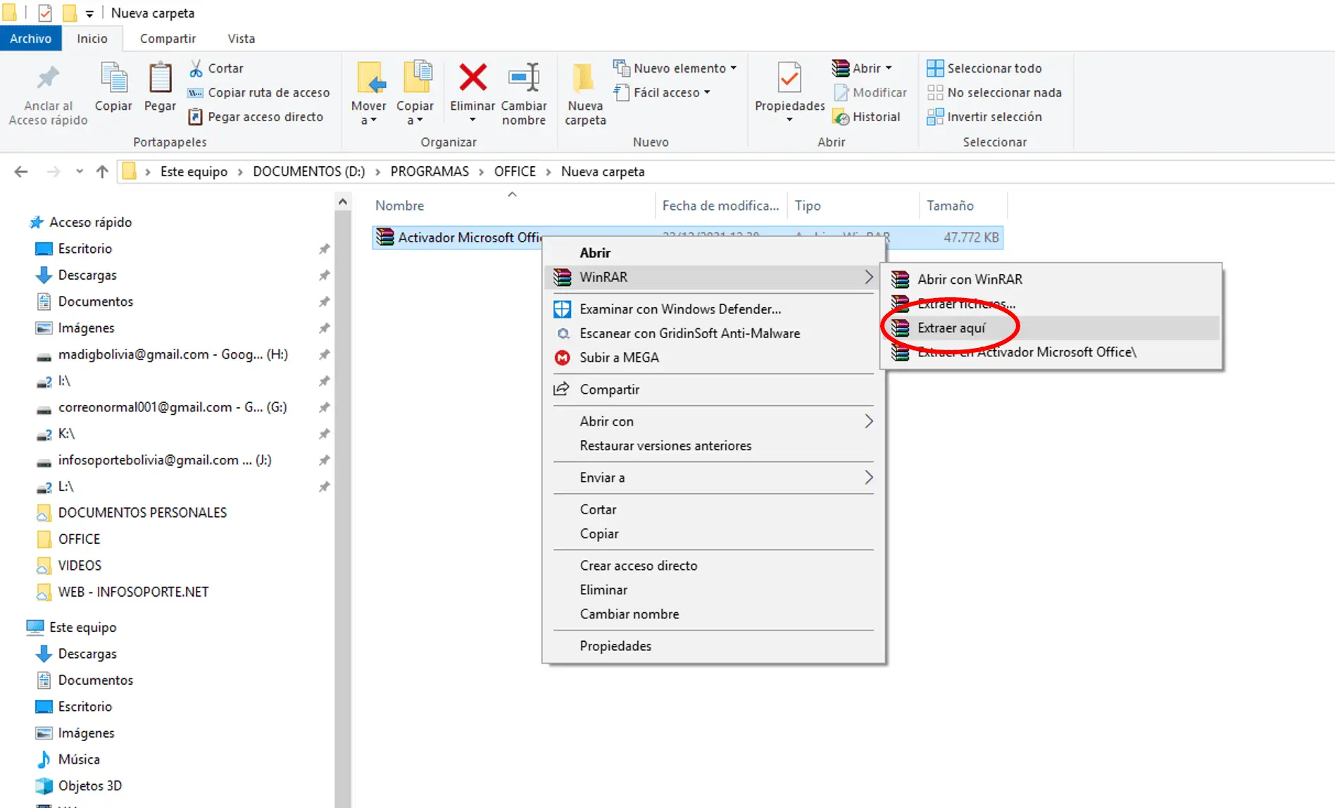 descomprimir archivo